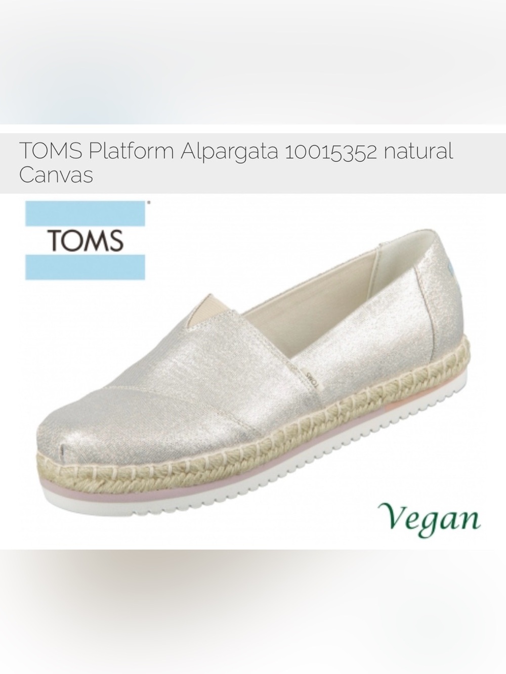 NWT TOMS - Womens Alpargata Platform Rope Espadrille Slip-On